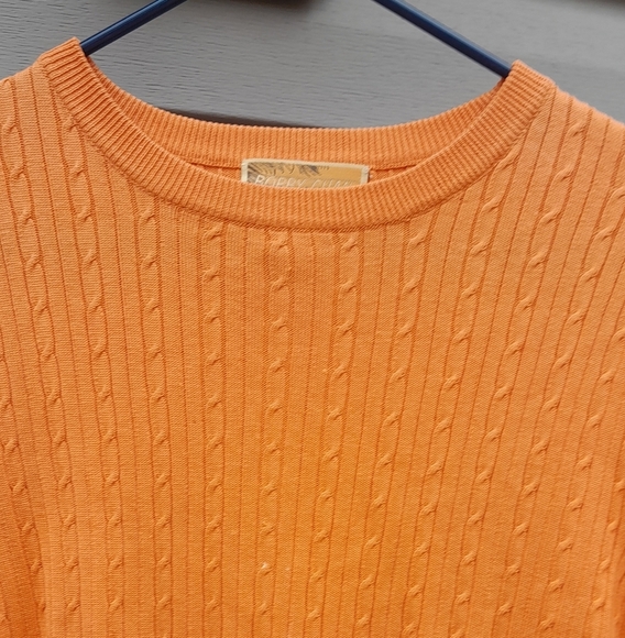 Bobby Chan Silk Cotton Womens XL Orange Cable Knit Women's Top - Picture 3 of 6